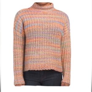 Marled reunited NWT knit space dye mock neck long sleeve pullover sweater medium